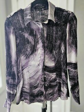 Sandra Angelozzi Silk Blouse – Abstract Print – Size 34 (XS/S)